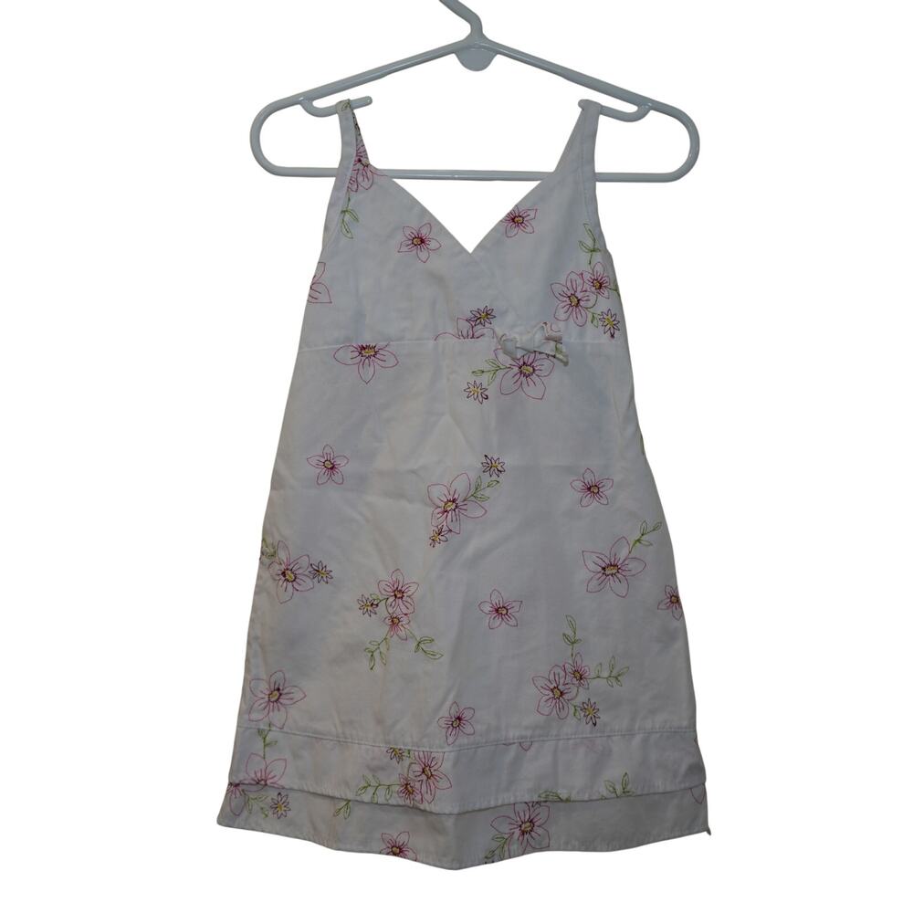 Girls 2T White Floral Embroidered Sleeveless Sundress Pink Flower Dress